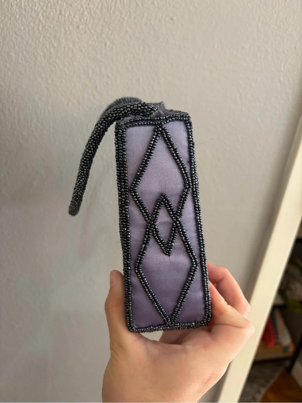 Bijoux Terner Lavender Beaded Quilted Evening Clutch